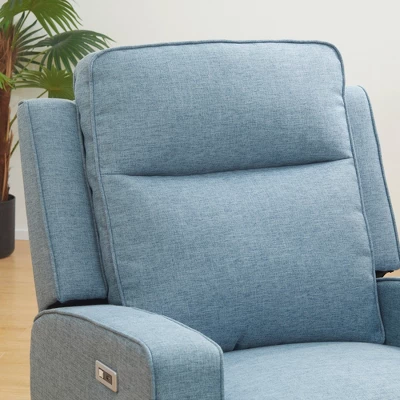 HOMCOM Electric Power Recliner Armchair With USB Charging Station, Sofa Recliner With Linen Upholstered Seat And Retractable Footrest, Blue 5 HOMCOM Electric Power Recliner Armchair With USB Charging Station, Sofa Recliner With Linen Upholstered Seat And Retractable Footrest, Blue - Image 5