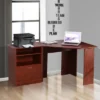 HomCom 2 Piece Corner Computer Desk Workstation With Printer Stand Storage Cabinet