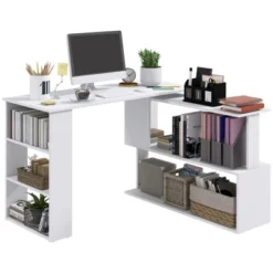 HOMCOM 360° Rotating Home Office Desk L Shaped Corner Computer Desk With Storage Shelves, Writing Table Workstation 19 HOMCOM 360° Rotating Home Office Desk L Shaped Corner Computer Desk With Storage Shelves, Writing Table Workstation -Homcom GUEST 796323b6 4719 4d06 95df 8e1fe5ab492b