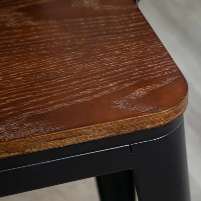 HOMCOM 3 Piece Industrial Dining Table Set, Counter Height Bar Table & Chairs Set With Footrests For Bistro, Pub 6 HOMCOM 3 Piece Industrial Dining Table Set, Counter Height Bar Table & Chairs Set With Footrests For Bistro, Pub - Image 6