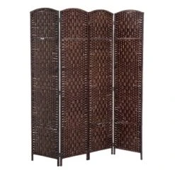 HOMCOM 6' Tall Wicker Weave 4 Panel Room Divider Privacy Screen - Brown -Homcom GUEST 7aab652f 962c 4ac6 8533 ec1a29f582d1