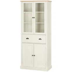 HOMCOM Freestanding Kitchen Pantry, 5-tier Storage Cabinet With Adjustable Shelves And Drawer For Living Room, Dining Room, Cream White -Homcom GUEST 7bec5ff9 cdeb 4885 9d08 ef7d3606ea23