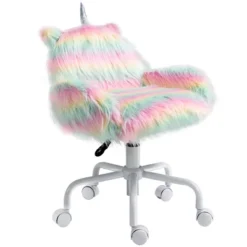 HOMCOM Fluffy Unicorn Office Chair With Mid-Back And Armrest Support, 5 Star Swivel Wheel White Base, Rainbow 7 HOMCOM Fluffy Unicorn Office Chair With Mid-Back And Armrest Support, 5 Star Swivel Wheel White Base, Rainbow -Homcom GUEST 7d6483f4 b8d3 4b8c 9159 8b7740462a3f