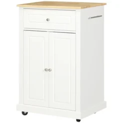 HOMCOM Rolling Kitchen Island Cart, Portable Serving Trolley Table With Drawer, Adjustable Shelf And 2 Towel Racks, Cream White 7 HOMCOM Rolling Kitchen Island Cart, Portable Serving Trolley Table With Drawer, Adjustable Shelf And 2 Towel Racks, Cream White -Homcom GUEST 7e925d99 7e8b 4c7e b2f6 36ee3df019c2