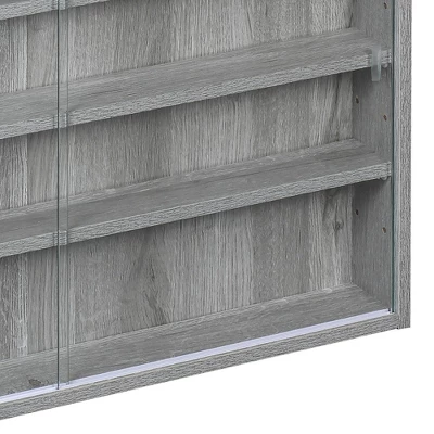 HOMCOM 5-storey Wall Shelf Display Cabinet, Shotglass Display Case With 2 Glass Doors And 4 Adjustable Shelves, Gray 5 HOMCOM 5-storey Wall Shelf Display Cabinet, Shotglass Display Case With 2 Glass Doors And 4 Adjustable Shelves, Gray - Image 5