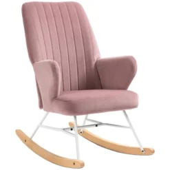 HOMCOM Accent Rocking Chairs, Upholstered Nursery Glider Rocker, Modern Armchair, Wingback Chair For Living Room And Bedroom, Pink -Homcom GUEST 7fddd955 330a 4993 bb9d feddd36f85a0