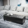 HOMCOM Large 51" Tufted Faux Leather Ottoman Storage Bench For Living Room, Entryway, Or Bedroom