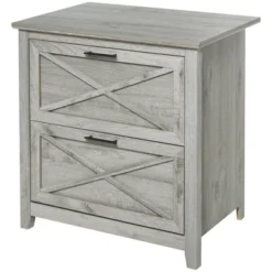 HOMCOM Retro Wooden 2-Drawer Lateral File Chest Cabinet Pedestal For Document Storage With Hanging Bar For Letter/Legal Size, Gray -Homcom GUEST 815f8a05 3a76 4391 a581 80edaa572895