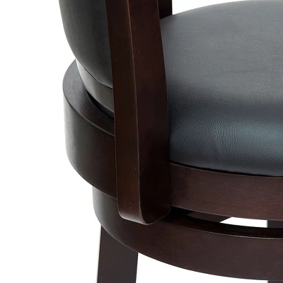 HOMCOM Classic Bar Stool Swivel Barstool With PU Leather Upholstered Mid-Back And Footrest, 30.25 Inch Seat Height, Black 5 HOMCOM Classic Bar Stool Swivel Barstool With PU Leather Upholstered Mid-Back And Footrest, 30.25 Inch Seat Height, Black - Image 5