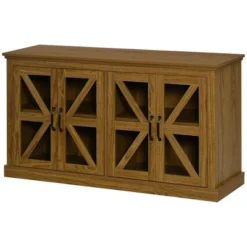 HOMCOM Rustic Kitchen Sideboard, Glass Door Buffet Cabinet, TV Stand With Adjustable Shelf For Dining Room, Natural -Homcom GUEST 84f73e4d d6aa 4e4b b906 1dc5f4250ccd