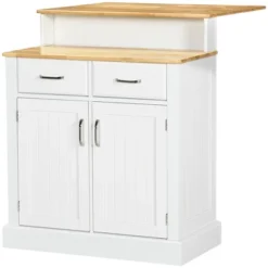 HOMCOM Kitchen Island With Storage Cabinet And 2-Level Rubber Wood Butcher Block Table, Adjustable Shelves, And Drawers -Homcom GUEST 8670fc78 1f70 4323 82ee 0830c2b2f138