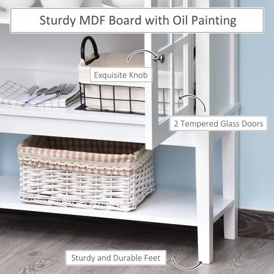 HOMCOM Kitchen Credenza & Sideboard Buffet Cabinet With 2 Glass Doors & Storage Shelves 4 HOMCOM Kitchen Credenza & Sideboard Buffet Cabinet With 2 Glass Doors & Storage Shelves - Image 4