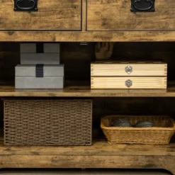 HOMCOM Rustic Storage Cabinet Sideboard With 2 Drawers And 2 Cupboard, Distressed Brown 9 HOMCOM Rustic Storage Cabinet Sideboard With 2 Drawers And 2 Cupboard, Distressed Brown -Homcom GUEST 86ff7526 5923 4b89 bf07 e0f016199766