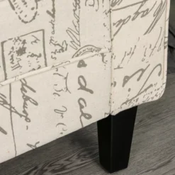 HOMCOM 41" Ottoman Bench, Modern Linen Armed Entryway Bench, Signature Print With Cream White Parchment Background -Homcom GUEST 883fa318 0fc8 4cce a7b5 cc5c7a61a1cb