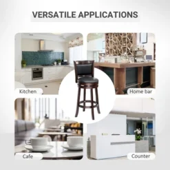 HOMCOM Classic Bar Stool Swivel Barstool With PU Leather Upholstered Mid-Back And Footrest, 30.25 Inch Seat Height, Black 11 HOMCOM Classic Bar Stool Swivel Barstool With PU Leather Upholstered Mid-Back And Footrest, 30.25 Inch Seat Height, Black -Homcom GUEST 89107a86 5b8f 4d7a b2fa 3c8a5b990b32