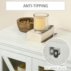 HOMCOM Rustic Kitchen Sideboard, Glass Door Buffet Cabinet, TV Stand With Adjustable Shelf For Dining Room, White 8 HOMCOM Rustic Kitchen Sideboard, Glass Door Buffet Cabinet, TV Stand With Adjustable Shelf For Dining Room, White -Homcom GUEST 8ab15f91 dc10 42fc 88a1 6cc80e9d39dd