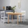 HOMCOM 55" Solid Wood Kitchen Table, Drop Leaf Tables For Small Spaces, Folding Dining Table, Natural