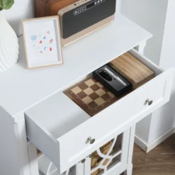 HOMCOM Kitchen Cabinet, Storage Cabinet, Sideboard Floor Accent Cabinet W/ 2 Glass Doors, Drawer, Adjustable Shelves For Living Room Entryway, White 8 HOMCOM Kitchen Cabinet, Storage Cabinet, Sideboard Floor Accent Cabinet W/ 2 Glass Doors, Drawer, Adjustable Shelves For Living Room Entryway, White -Homcom GUEST 8c06be88 2460 4f34 96b1 daa4274e2d2e