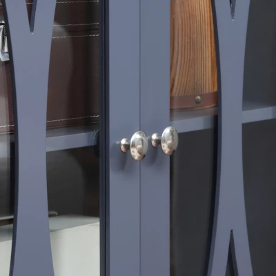 HOMCOM Elegant Kitchen Sideboard, Buffet Cabinet With Storage, Adjustable Shelves For Living Room, Study, 3 Glass Doors, Gray 4 HOMCOM Elegant Kitchen Sideboard, Buffet Cabinet With Storage, Adjustable Shelves For Living Room, Study, 3 Glass Doors, Gray - Image 4