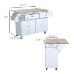 HOMCOM Rolling Kitchen Island Storage Cart Table W/ Drop Leaf Top -Homcom GUEST 8f72b71e b8c1 4216 87d3 1776e5bed35d