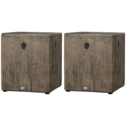 HOMCOM Decorative Side Table With Square Tabletop, Rustic Concrete End Table With Wood Grain Finish, For Indoors And Outdoors, Set Of 2, Gray -Homcom GUEST 8ff30954 256a 45e4 b5f0 1213aca2cd44