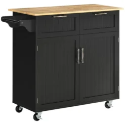 HOMCOM 41" Modern Rolling Kitchen Island On Wheels, Utility Cart Storage Trolley With Rubberwood Top & Drawers 13 HOMCOM 41" Modern Rolling Kitchen Island On Wheels, Utility Cart Storage Trolley With Rubberwood Top & Drawers -Homcom GUEST 8ff609e9 7a1e 4bd2 a7bc 4d1ae02fdc0e