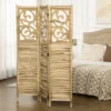 HOMCOM Room Divider, 5.5' Tall Wood Indoor Portable Folding Privacy Screens, Double Hinged Partition Wall Dividers For Home, Brown