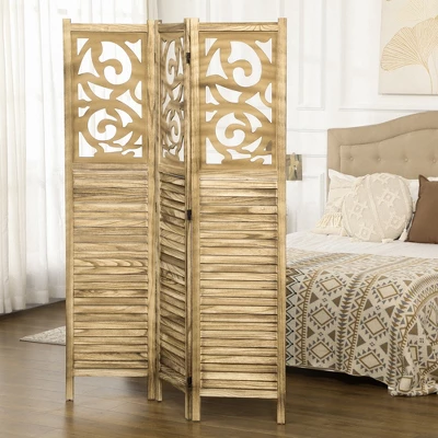 HOMCOM Room Divider, 5.5' Tall Wood Indoor Portable Folding Privacy Screens, Double Hinged Partition Wall Dividers For Home, Brown 1 HOMCOM Room Divider, 5.5' Tall Wood Indoor Portable Folding Privacy Screens, Double Hinged Partition Wall Dividers For Home, Brown