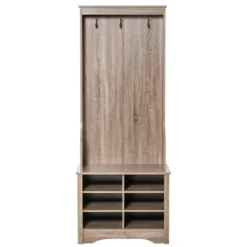 HOMCOM Coat Rack Wooden Hall Tree Storage Organizer Shoe Bench With Shoe Rack 3 Hooks For Hallway Or Living Room, Brown -Homcom GUEST 91519c74 205b 4fa5 9c56 64515da6e616