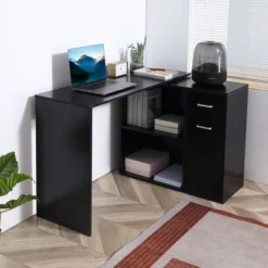 HomCom L-Shaped Computer Desk Workstation With Rotating Storage Shelves And Drawer -Homcom GUEST 919e56ff b5cd 4d71 8cc6 0070c8fe6e8e