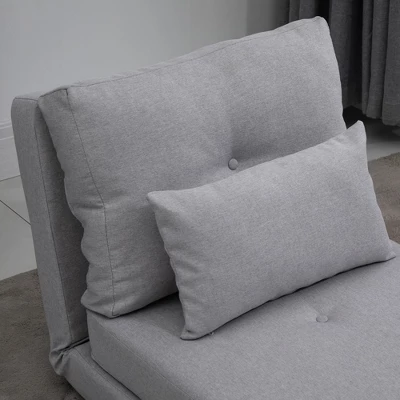 HOMCOM Convertible Flip Chair, Floor Lazy Sofa, Folding Couch Bed With Adjustable Backrest, Metal Frame And Pillows, Living Room Bedroom 3 HOMCOM Convertible Flip Chair, Floor Lazy Sofa, Folding Couch Bed With Adjustable Backrest, Metal Frame And Pillows, Living Room Bedroom - Image 3