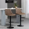 HOMCOM Adjustable Bar Stools Set Of 2, Counter Height Barstools With Swivel Seat Round Steel Base, And Footrest, ‎Dark Brown