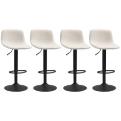HOMCOM Adjustable Bar Stools Set Of 4, Swivel Bar Height Chairs Barstools Padded With Back For Kitchen, Counter, And Home Bar, Cream White 7 HOMCOM Adjustable Bar Stools Set Of 4, Swivel Bar Height Chairs Barstools Padded With Back For Kitchen, Counter, And Home Bar, Cream White -Homcom GUEST 93a1882a a7fd 43bb 8953 7e6b4a179951
