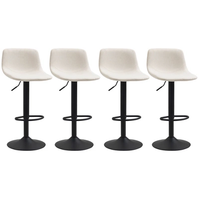 HOMCOM Adjustable Bar Stools Set Of 4, Swivel Bar Height Chairs Barstools Padded With Back For Kitchen, Counter, And Home Bar, Cream White 3 HOMCOM Adjustable Bar Stools Set Of 4, Swivel Bar Height Chairs Barstools Padded With Back For Kitchen, Counter, And Home Bar, Cream White - Image 3