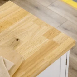 HOMCOM Triple-Cabinet Rolling Kitchen Island On Wheels, Kitchen Cart With Storage Shelf Adjustment, Rolling Utility Cart Wood, Big Drawer, White -Homcom GUEST 94d35d38 220e 4714 bd1a 3d498ca9bf50