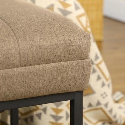 HOMCOM 47.25" End Of Bed Bench With Channel Tufted Design, Upholstered Ottoman Bench With Steel Legs For Bedroom, Entryway, Brown 4 HOMCOM 47.25" End Of Bed Bench With Channel Tufted Design, Upholstered Ottoman Bench With Steel Legs For Bedroom, Entryway, Brown - Image 4