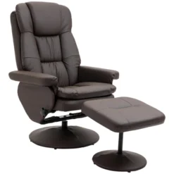 HOMCOM Recliner And Ottoman With Wrapped Base, Swivel PU Leather Reclining Chair With Footrest For Living Room, Bedroom And Office -Homcom GUEST 98221184 700b 464b 85ae c3f5099e772a
