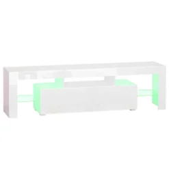 HOMCOM High Gloss TV Stand Cabinet With Remote Controlled LED Lights, Media TV Console Table With Storage Compartment For TVs Up To 65", White 7 HOMCOM High Gloss TV Stand Cabinet With Remote Controlled LED Lights, Media TV Console Table With Storage Compartment For TVs Up To 65", White -Homcom GUEST 986d8735 2583 4c7f 9a95 ddb8a536c599