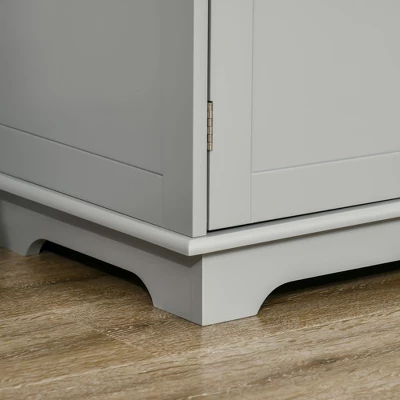 HOMCOM Modern Sideboard With Rubberwood Top, Buffet Cabinet With Storage Cabinets, Drawers And Adjustable Shelves For Living Room, Kitchen, Grey 5 HOMCOM Modern Sideboard With Rubberwood Top, Buffet Cabinet With Storage Cabinets, Drawers And Adjustable Shelves For Living Room, Kitchen, Grey - Image 5