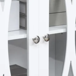 HOMCOM Sideboard, Buffet Cabinet With Storage, Adjustable Shelves, Credenza With 3 Glass Doors For Living Room, Study, White -Homcom GUEST 98e3d284 89e8 4012 b01c fc9f1701d20d