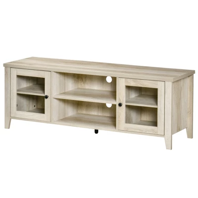 HOMCOM Modern TV Stand, Entertainment Center With Shelves And Cabinets For Flatscreen TVs Up To 60" For Bedroom, Living Room, Oak 3 HOMCOM Modern TV Stand, Entertainment Center With Shelves And Cabinets For Flatscreen TVs Up To 60" For Bedroom, Living Room, Oak - Image 3