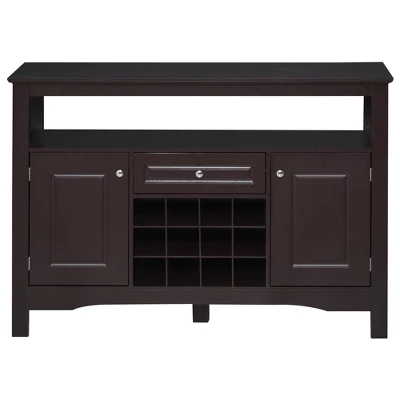 HOMCOM Modern Sideboard, Wooden Kitchen Buffet Cabinet With Drawer And 12-Bottle Wine Rack For Living Room, Espresso 3 HOMCOM Modern Sideboard, Wooden Kitchen Buffet Cabinet With Drawer And 12-Bottle Wine Rack For Living Room, Espresso - Image 3