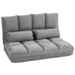 HOMCOM Convertible Floor Sofa Chair, Folding Upholstered Couch Bed, Adjustable Guest Chaise Lounge With Metal Frame And 2 Pillows 13 HOMCOM Convertible Floor Sofa Chair, Folding Upholstered Couch Bed, Adjustable Guest Chaise Lounge With Metal Frame And 2 Pillows -Homcom GUEST 9978d26c 916e 47e9 a230 b9753c2eca29