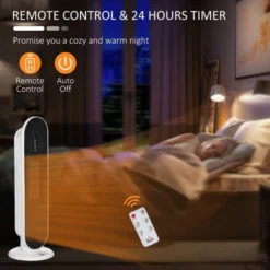 HOMCOM Ceramic Space Heater, Indoor Tower Heater With 45 Degree Oscillation, Remote Control, 24H Timer, Tip-Over And Overheating Protection, 1500W/1000W 9 HOMCOM Ceramic Space Heater, Indoor Tower Heater With 45 Degree Oscillation, Remote Control, 24H Timer, Tip-Over And Overheating Protection, 1500W/1000W -Homcom GUEST 9ab0f489 d14a 4776 961c 55fc40d88876