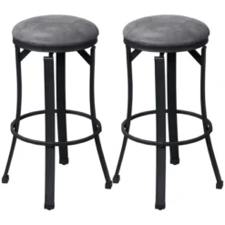 HOMCOM Bar Stools Set Of 2, Vintage Barstools With Footrest, Microfiber Cloth Bar Chairs 29 Inch Seat Height With Steel Legs, Dark Gray 7 HOMCOM Bar Stools Set Of 2, Vintage Barstools With Footrest, Microfiber Cloth Bar Chairs 29 Inch Seat Height With Steel Legs, Dark Gray -Homcom GUEST 9acb13e1 fd07 40da 8634 e40c29c12a00