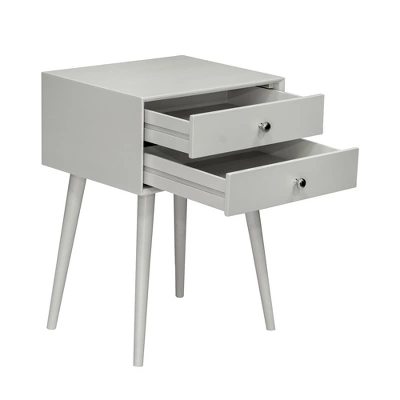 HOMCOM Modern Bedside Table With 2 Pull Out Drawers, Side End Table With Display Tabletop And Solid Acacia Legs, Gray 3 HOMCOM Modern Bedside Table With 2 Pull Out Drawers, Side End Table With Display Tabletop And Solid Acacia Legs, Gray - Image 3
