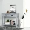 HOMCOM Console Table With 2 Storage Drawers And Open Shelf, Modern Sofa Table For Hallway, Living Room, Or Bedroom, Gray