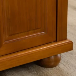 HOMCOM Triple-Cabinet Double-Drawer Kitchen Island With Storage, Butcher Block Island With Stainless Steel Top, Spice & Towel Rack, Brown Wood Finish -Homcom GUEST 9d3943f1 ed61 4b70 98a1 983151e5fb5e