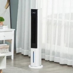 HOMCOM Portable Evaporative Air Cooler, Ice Cooling Fan Water Conditioner Unit With 3 Modes, 3 Speeds, Remote Control, Timer, And Oscillation