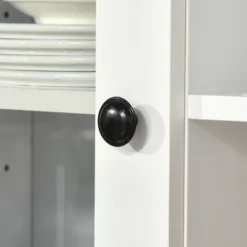 HOMCOM Freestanding Rustic Buffet With Hutch, 4 Doors Farmhouse Kitchen Pantry Cabinet, Microwave Stand With Beadboard Panel, Drawer, White -Homcom GUEST 9f69ff3f 8208 44e8 b423 cf9341135dc1